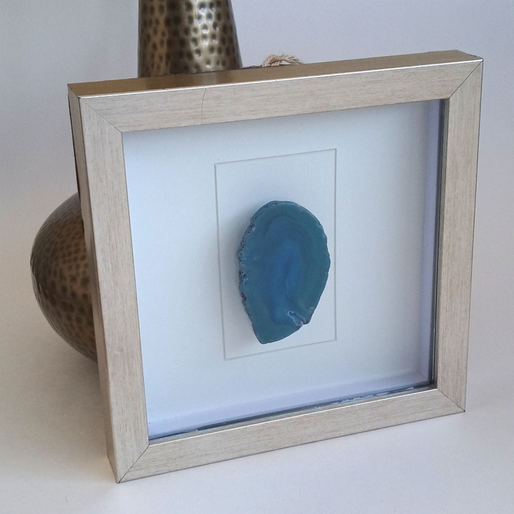3D Effect Blue Agate Shadow Box Framed Wall Art Home Decor Design 8 1/2”x8 1/2”